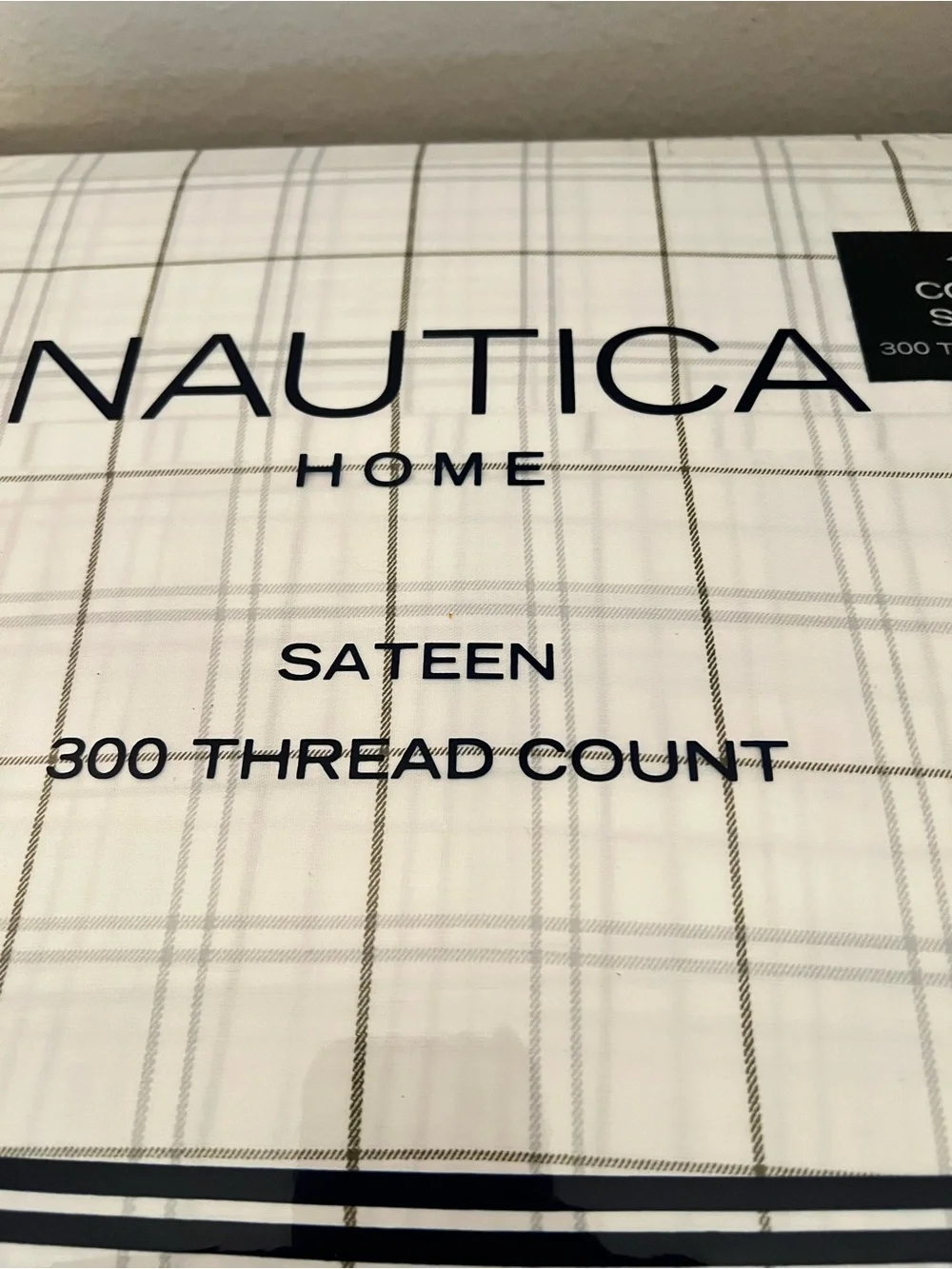 Nautica Brown & Grey Plaid 100% Cotton Sateen 300 Thread Count QUEEN Sheet Set